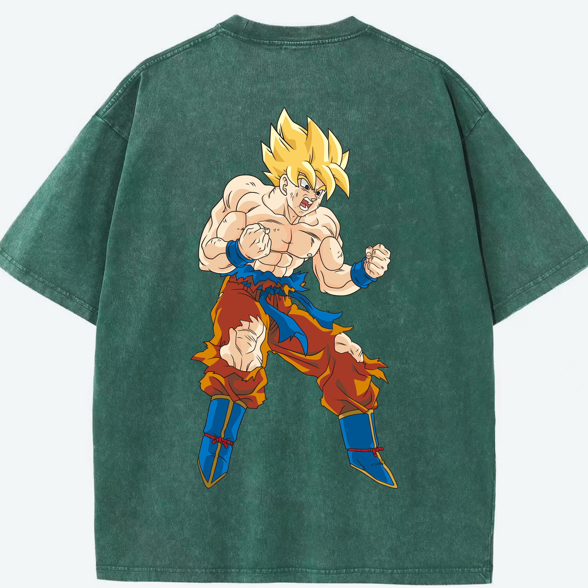 （画像用） ドラゴンボール 孫悟空（そん ごくう）Son Goku カカロット DRAGON BALL Kakarotto 綿100% ヴィンテージ風 半袖Tシャツ（背面プリント）